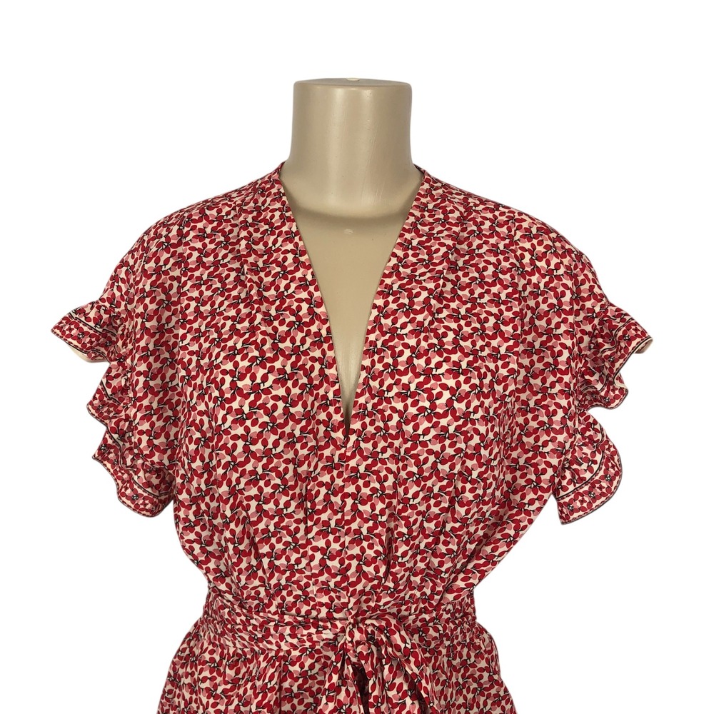 Max Studio Floral Print Ruffle Bow Tie Front Top Shirt Size S Career Office - Picture 2 of 8